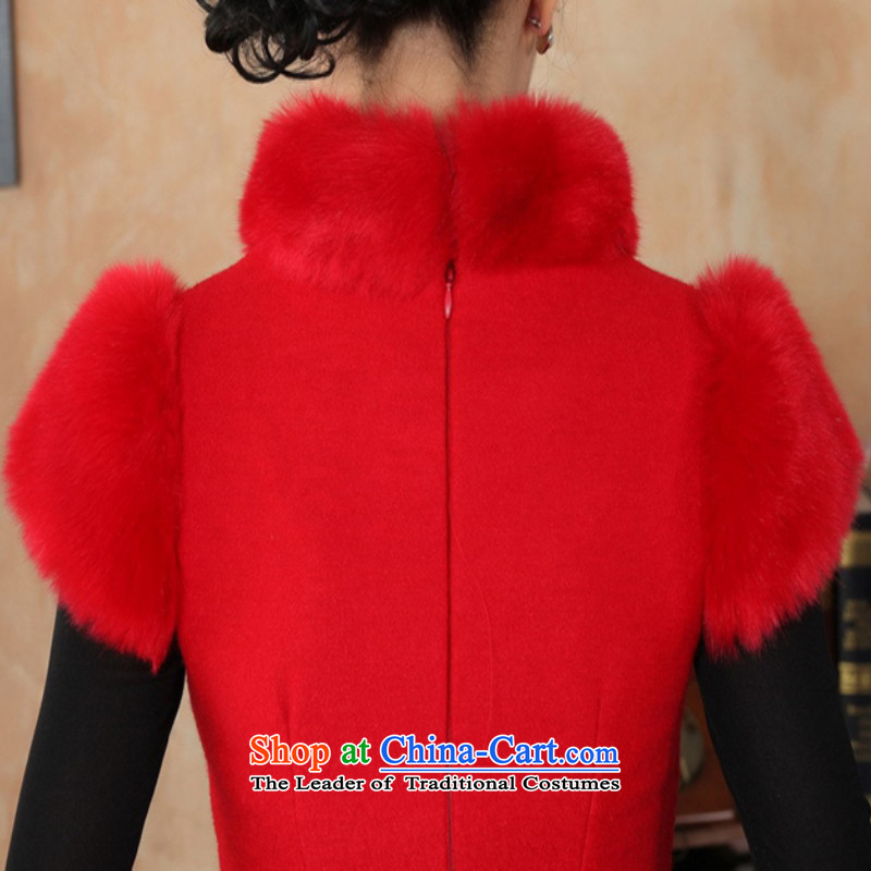 In accordance with the Chinese National wind improvement gel female dresses collar stitching short, Sau San Tong replacing old winter qipao /Y0030# 2XL, red in accordance with the fuser has been pressed shopping on the Internet