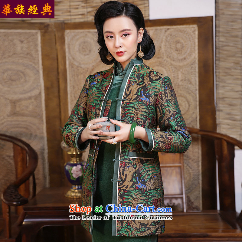 China Ethnic classic Chinese Tang dynasty improved women's 2015 Autumn boxed long-sleeved shirt cheongsam jacket in China wind long suit - 15 days pre-sale XXL