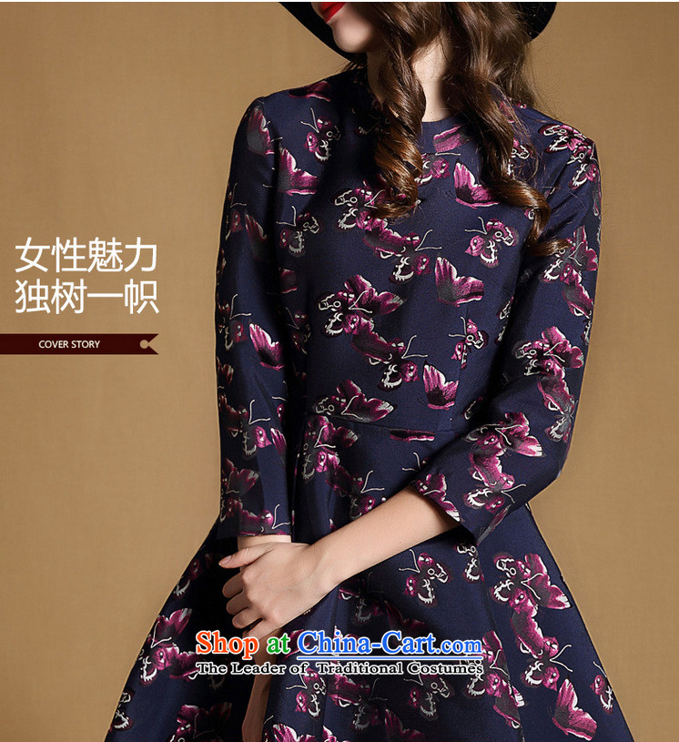 Memnarch 琊 Connie Shop 2015 Autumn New) lady temperament butterfly stamp 7 Cuff Foutune of A thin graphics skirt dresses picture color L photo, prices, brand platters! The elections are supplied in the national character of distribution, so action, buy now enjoy more preferential! As soon as possible.