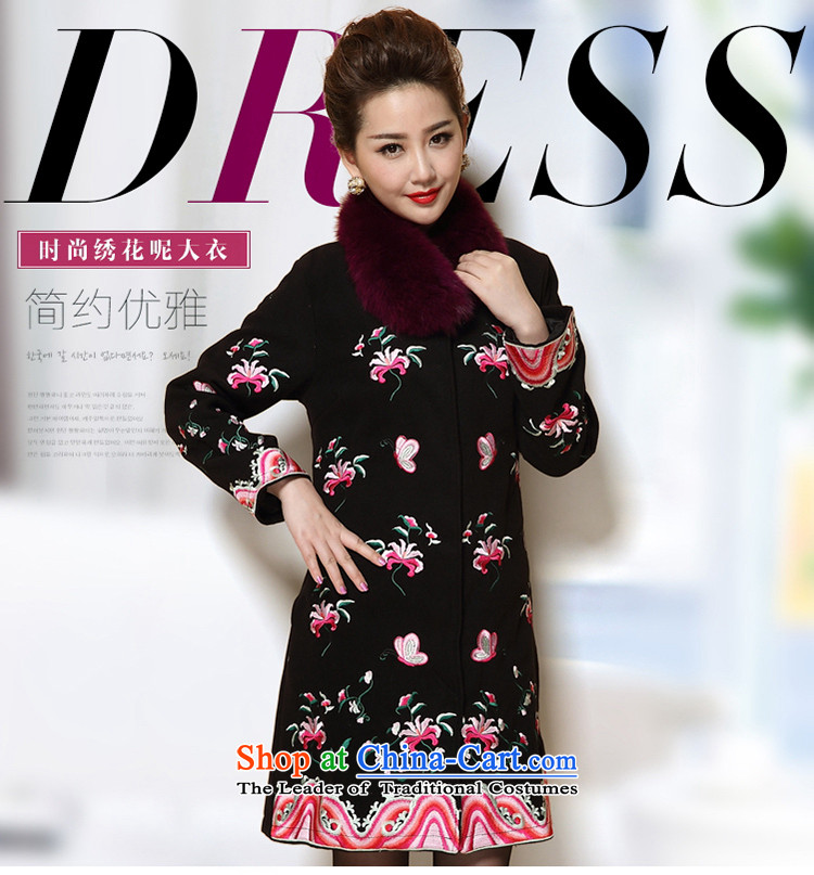 Memnarch 琊 Connie Shop 2015 autumn and winter in the new mother with older heavy industry in large embroidered long a wool coat black 4XL Photo, prices, brand platters! The elections are supplied in the national character of distribution, so action, buy now enjoy more preferential! As soon as possible.