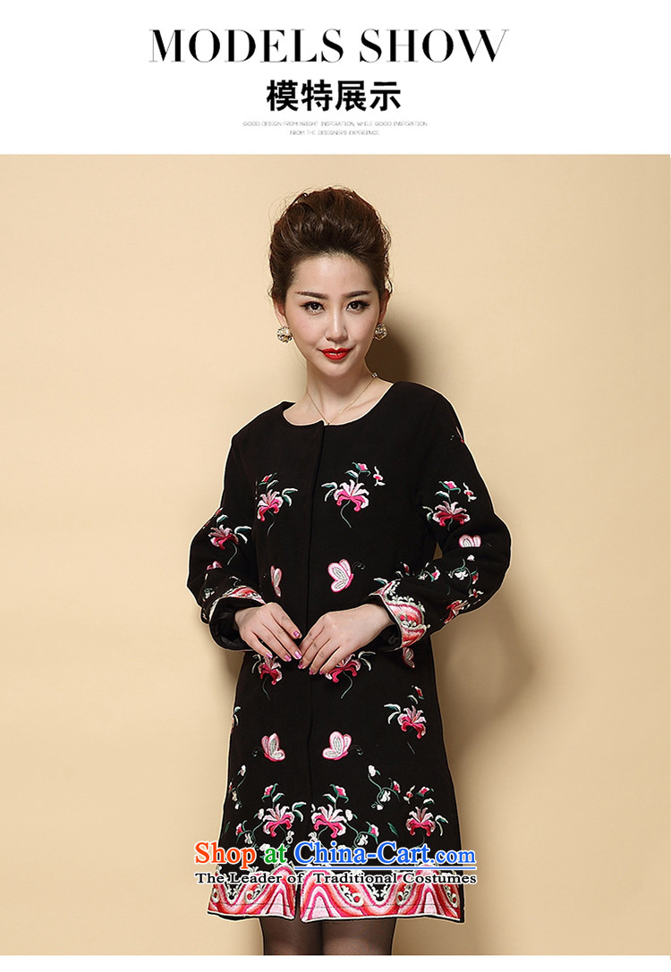 Memnarch 琊 Connie Shop 2015 autumn and winter in the new mother with older heavy industry in large embroidered long a wool coat black 4XL Photo, prices, brand platters! The elections are supplied in the national character of distribution, so action, buy now enjoy more preferential! As soon as possible.