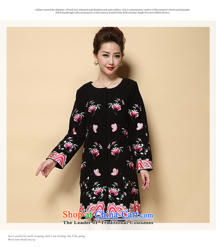 Memnarch 琊 Connie Shop 2015 autumn and winter in the new mother with older heavy industry in large embroidered long a wool coat black 4XL Photo, prices, brand platters! The elections are supplied in the national character of distribution, so action, buy now enjoy more preferential! As soon as possible.