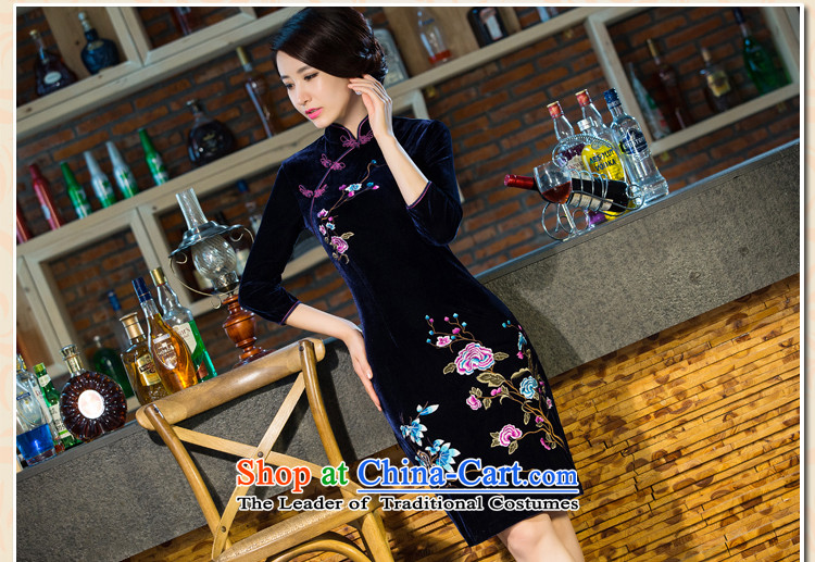 Aloe vera 2015 autumn and winter color new and old age are larger women's mother Kim cheongsam dress with scouring pads in long-sleeved improved retro wedding dresses purple L picture, prices, brand platters! The elections are supplied in the national character of distribution, so action, buy now enjoy more preferential! As soon as possible.
