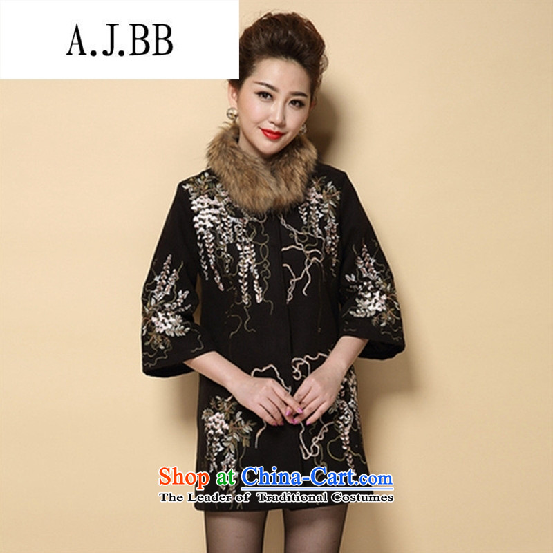 Memnarch 琊 Connie Shop 2015 winter new moms who decorated in older heavy industry embroidered jacket is a gross coats black L,A.J.BB,,, shopping on the Internet