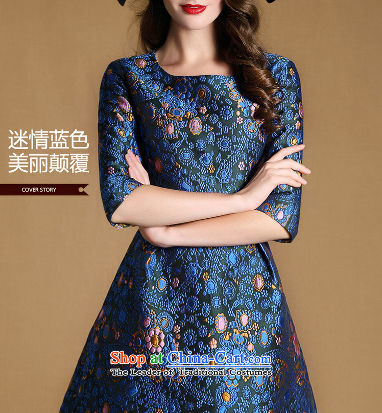 Memnarch 琊 Connie Shop 2015 Autumn New) palace luxury jacquard round-neck collar 7 Cuff A Sau San skirt dresses picture color L photo, prices, brand platters! The elections are supplied in the national character of distribution, so action, buy now enjoy more preferential! As soon as possible.