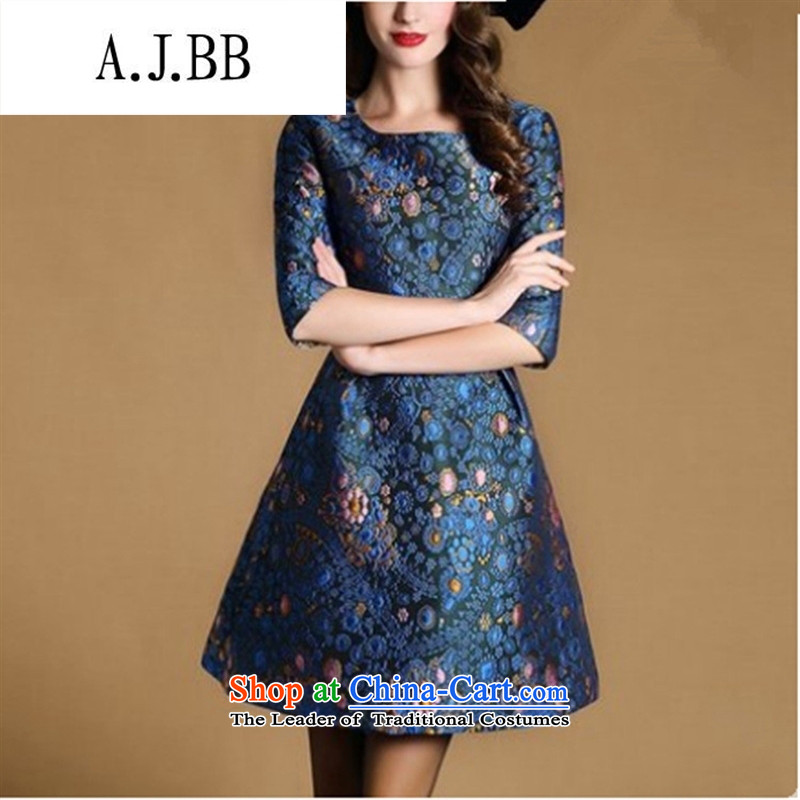 Memnarch 琊 Connie Shop 2015 Autumn New) palace luxury jacquard round-neck collar 7 Cuff A Sau San skirt dresses picture color L,A.J.BB,,, shopping on the Internet