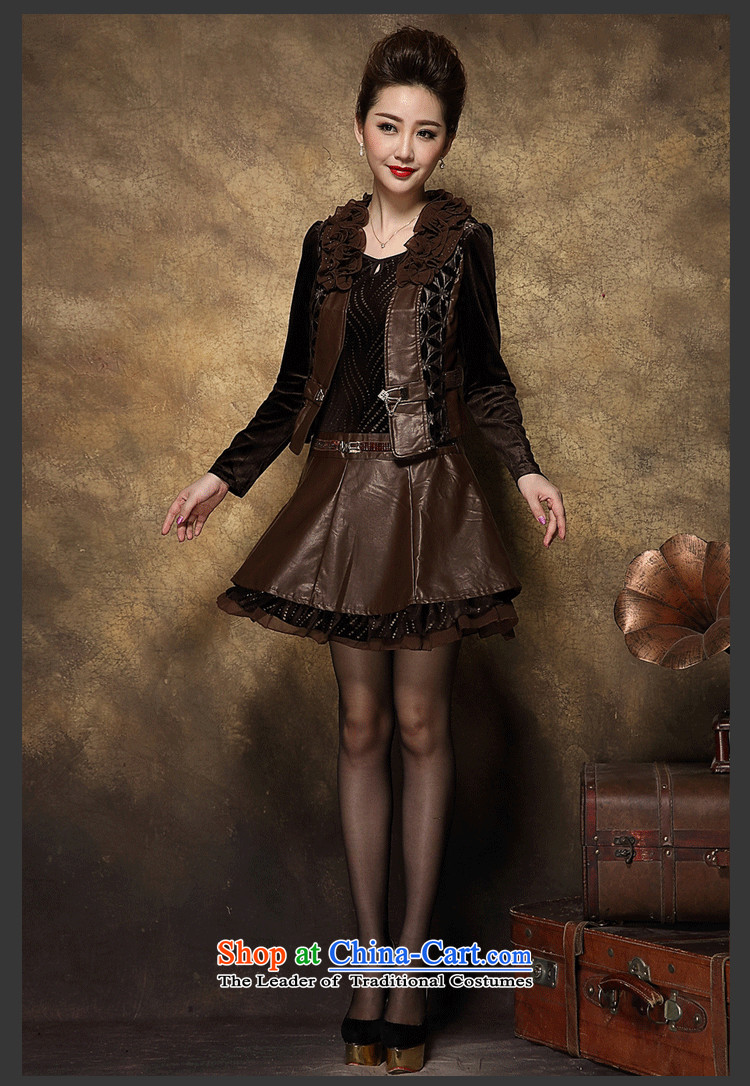Memnarch 琊 Connie Shop 2015 autumn and winter new large long-sleeved blouses and PU skirt vest skirt kit two kits dresses black XXL picture, prices, brand platters! The elections are supplied in the national character of distribution, so action, buy now enjoy more preferential! As soon as possible.