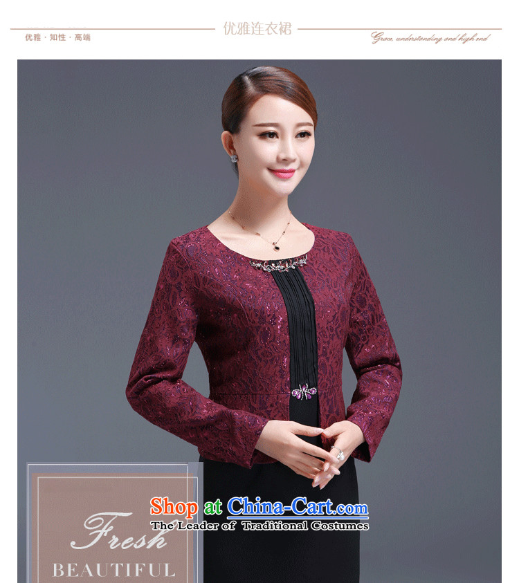 Memnarch 琊 Connie Shop 2015 autumn and winter in the new mother with long-sleeved wedding older leave two lace apron skirt aubergine XXL picture, prices, brand platters! The elections are supplied in the national character of distribution, so action, buy now enjoy more preferential! As soon as possible.