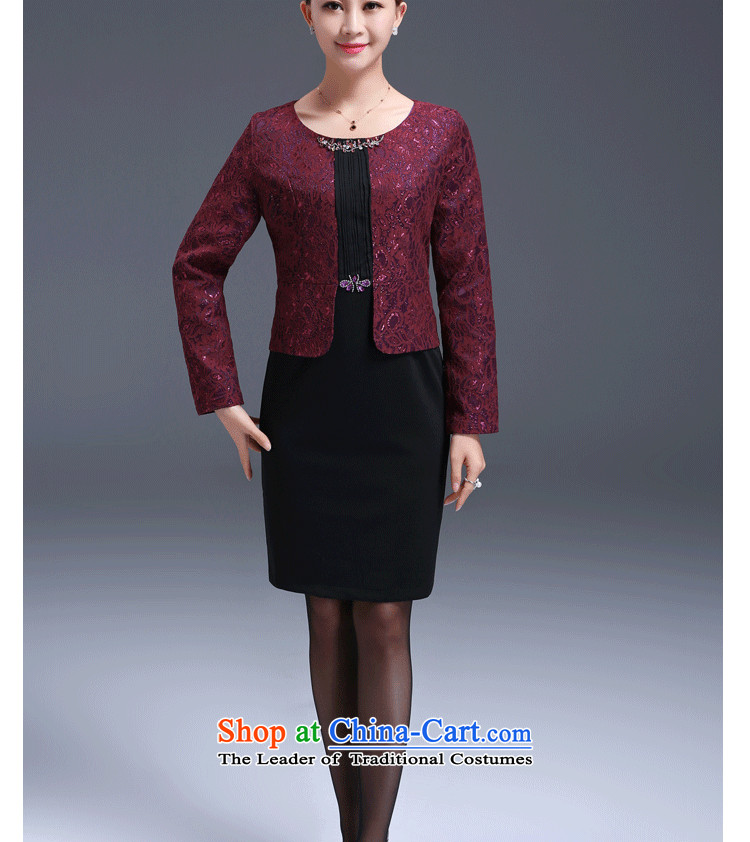 Memnarch 琊 Connie Shop 2015 autumn and winter in the new mother with long-sleeved wedding older leave two lace apron skirt aubergine XXL picture, prices, brand platters! The elections are supplied in the national character of distribution, so action, buy now enjoy more preferential! As soon as possible.