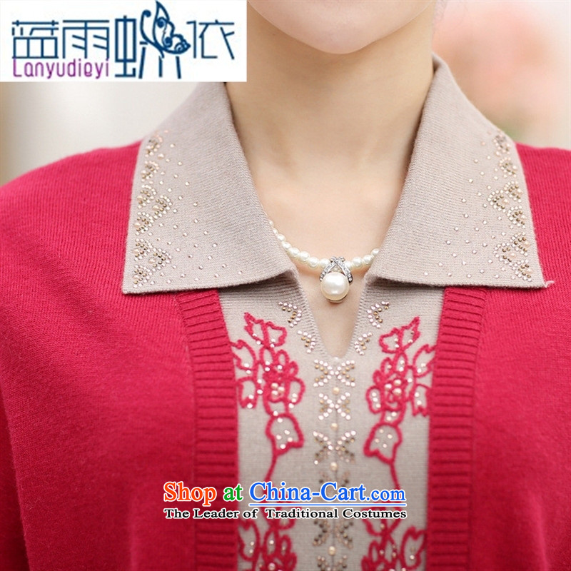 September female shop women fall with * Knitted Shirt long-sleeved sweater 40-50-year-old mother with new sweater code of the elderly in the Western Red 125 Blue rain butterfly according to , , , shopping on the Internet