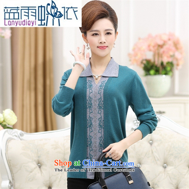 September female shop women fall with * Knitted Shirt long-sleeved sweater 40-50-year-old mother with new sweater code of the elderly in the Western Red 125 Blue rain butterfly according to , , , shopping on the Internet