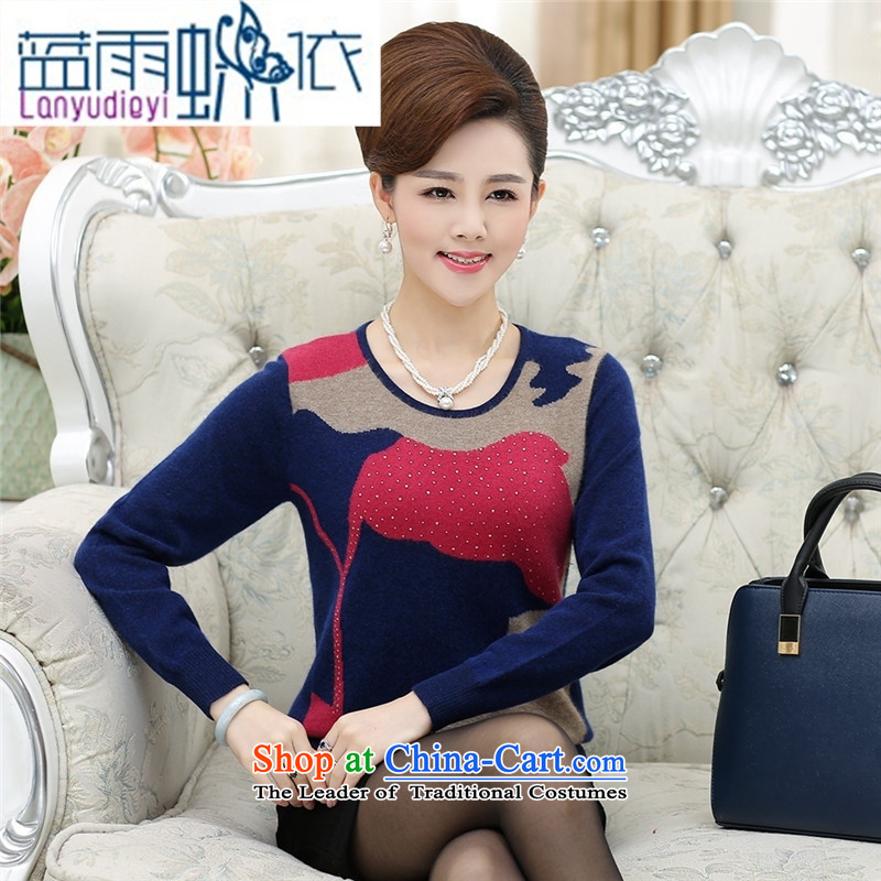 September Girl Store * New New Korea long-sleeved Pullover knitwear stingrays woolen sweater mother blouses XXL, blue blue rain butterfly according to , , , shopping on the Internet