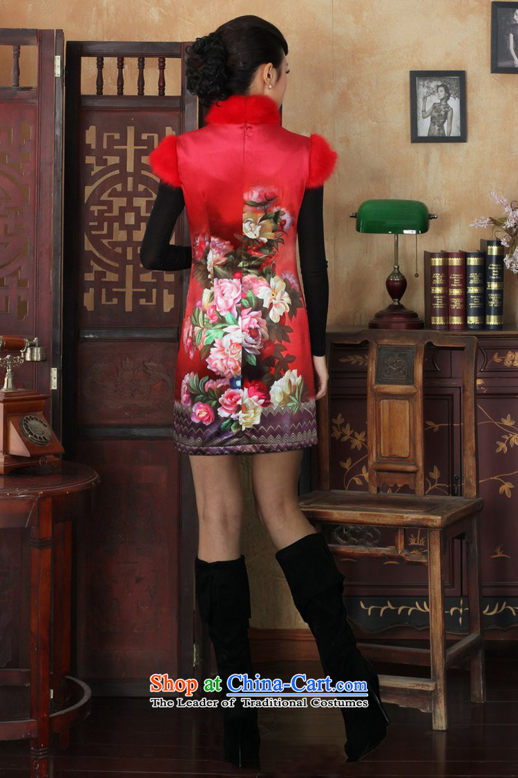 To Green, Stylish new name ethnic Chinese women's improved wind Dresses Need collar up short of Sau San suit winter Tang dynasty qipao /Y0021# ancient -C RED L pictures, prices, brand platters! The elections are supplied in the national character of distribution, so action, buy now enjoy more preferential! As soon as possible.