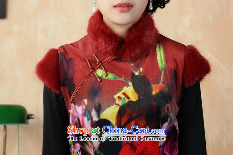 To Green, Stylish new name ethnic Chinese women's improved wind Dresses Need collar up short of Sau San suit winter Tang dynasty qipao /Y0021# ancient -C RED L pictures, prices, brand platters! The elections are supplied in the national character of distribution, so action, buy now enjoy more preferential! As soon as possible.