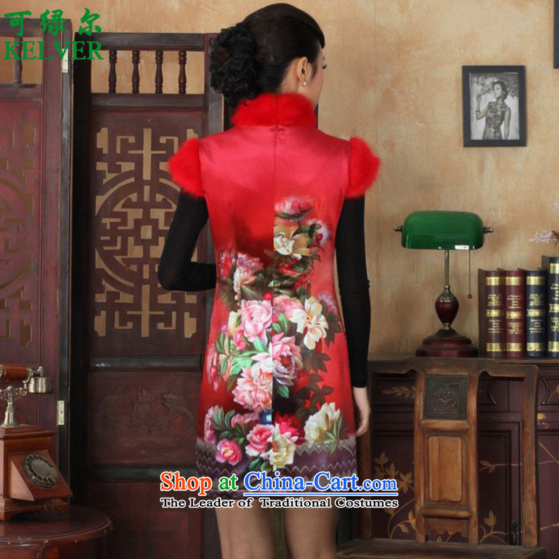 To Green, Stylish new name ethnic Chinese women's improved wind Dresses Need collar up short of Sau San suit winter Tang dynasty qipao /Y0021# ancient -C L, to green, red , , , shopping on the Internet