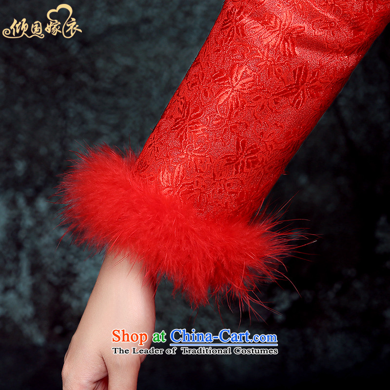 The new 2015 wedding dresses marriages CHINESE CHEONGSAM red long-serving drink wo service of autumn and winter female red S, dumping of wedding dress shopping on the Internet has been pressed.