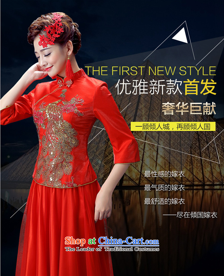The bride services long winter of bows Stylish retro cheongsam wedding dress Chinese wedding dress autumn 2015 new graphics thin cheongsam red XXL picture, prices, brand platters! The elections are supplied in the national character of distribution, so action, buy now enjoy more preferential! As soon as possible.