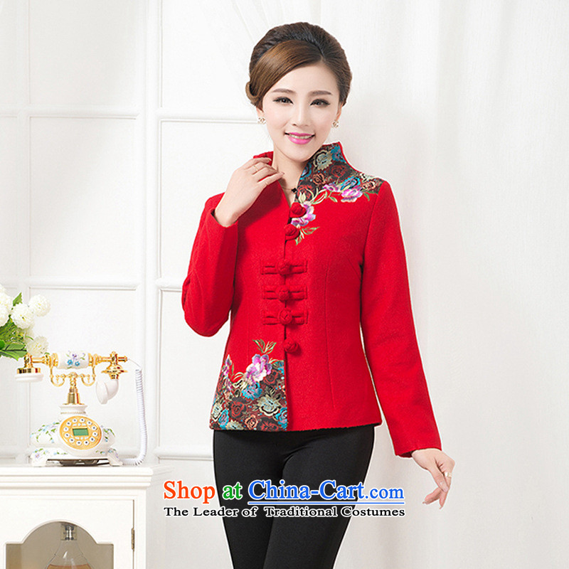 In the number of older women's jacket large load mother long-sleeved T-shirt? gross embroidered collar of autumn and winter new better red hair , L, the United States and in accordance with the days when looking meitianyihuan (shopping on the Internet has