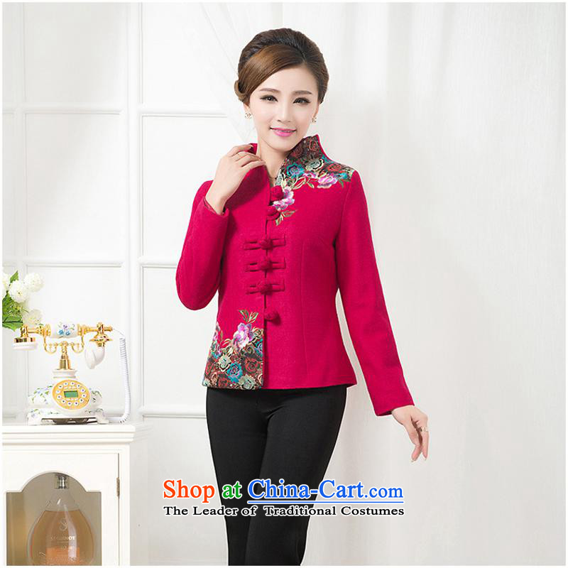 In the number of older women's jacket large load mother long-sleeved T-shirt? gross embroidered collar of autumn and winter new better red hair , L, the United States and in accordance with the days when looking meitianyihuan (shopping on the Internet has