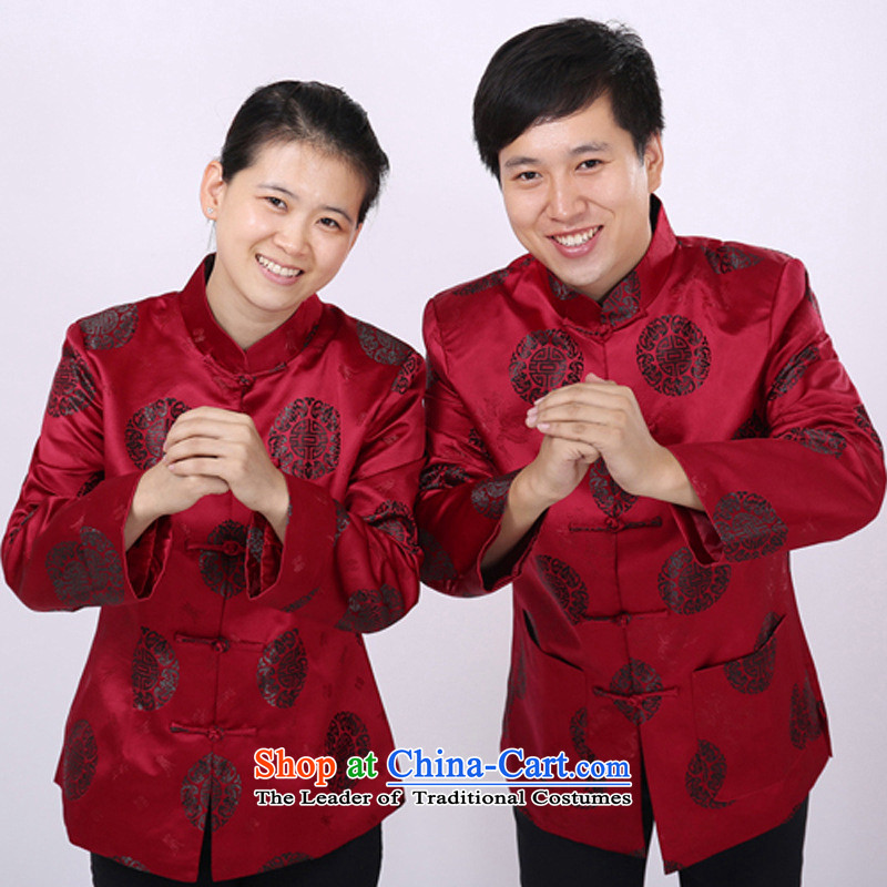 Tang dynasty of autumn and winter couples in older Chinese shirt jacket cotton robe father load men and women's mother female red stripes in the United States and days together 2XL, (meitianyihuan) , , , shopping on the Internet