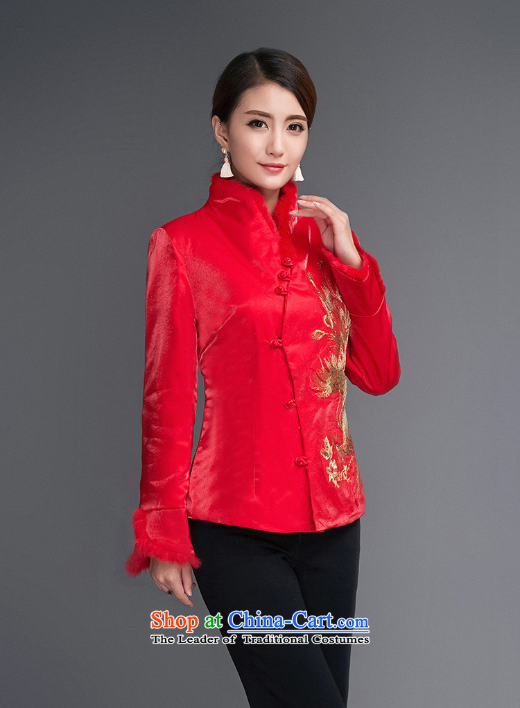 Ms. autumn and winter new shirts robe Chinese brides with Phoenix rabbit hair shirt cotton coat Cotton Thin red cotton 4XL Photo, prices, brand platters! The elections are supplied in the national character of distribution, so action, buy now enjoy more preferential! As soon as possible.