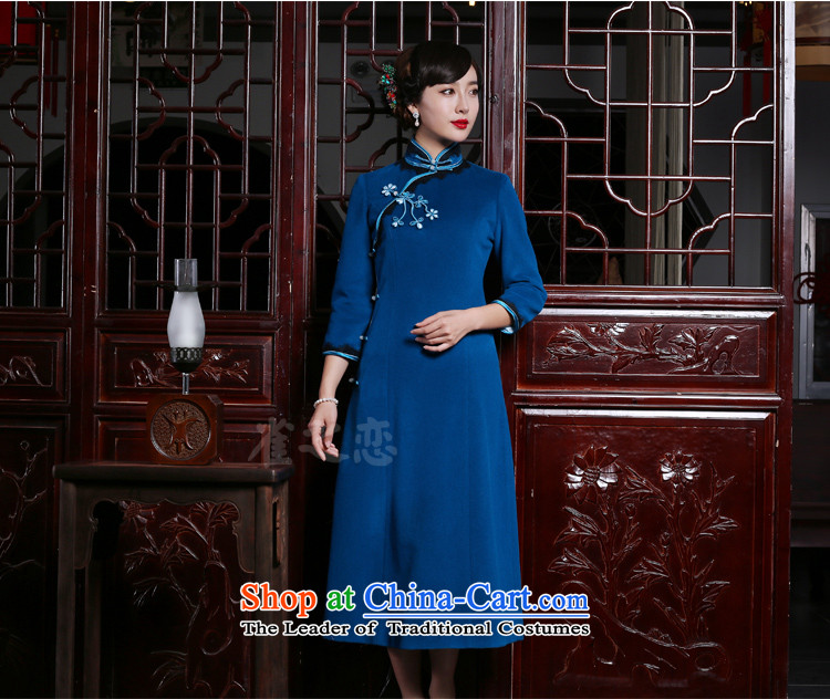 Love of birds-hee- 2015 autumn and winter new cheongsam dress improved gross cheongsam dress is stylish QC987 BLUE XXL picture, prices, brand platters! The elections are supplied in the national character of distribution, so action, buy now enjoy more preferential! As soon as possible.