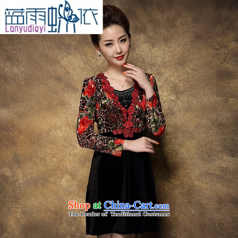 Ya-ting shops fall inside the skirt the new and old age are larger middle-aged mother Kim installed wedding velvet 2XL, red blue rain butterfly according to , , , shopping on the Internet