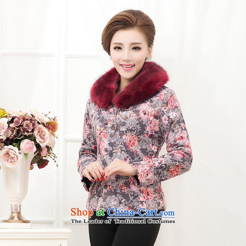 Autumn and winter new and old age, long-sleeved jacket middle-aged mother Chinese gross cotton shirt cotton jacquard yarn- day in accordance with the property-2XL, (meitianyihuan) , , , shopping on the Internet