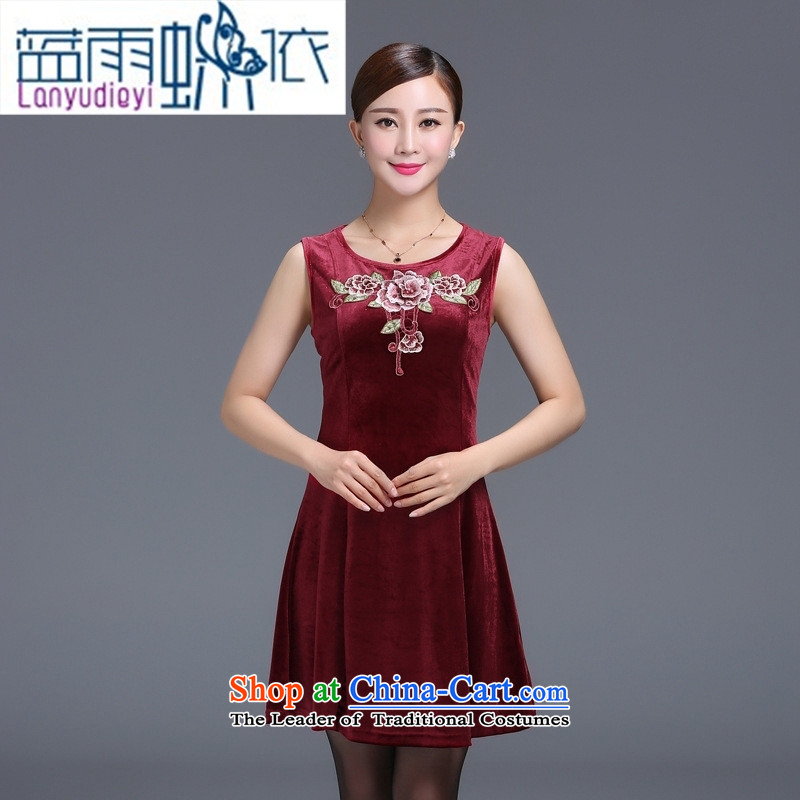 Ya-ting shop 2015 Autumn replacing wedding wedding dress mother with two-piece Kim velvet XXL, older blue blue rain butterfly according to , , , shopping on the Internet
