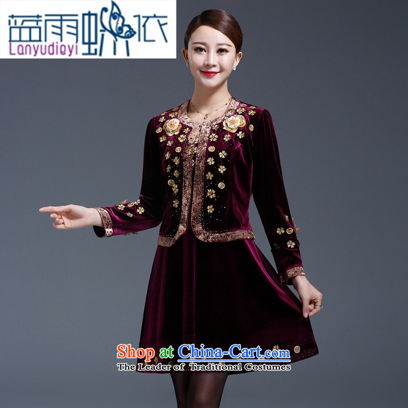 Ya-ting shop in the autumn of replacing a wedding banquet older wedding-dress mother kit installed two upscale Kim black velvet XXXL, blue rain butterfly according to , , , shopping on the Internet
