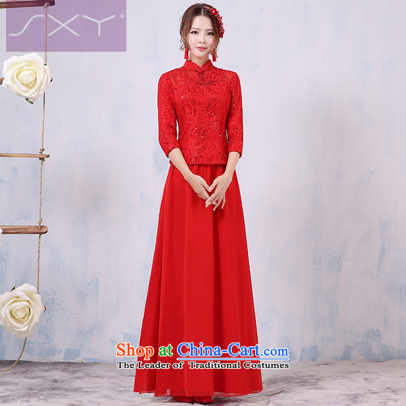 However service new winter 2015 red lace Sau San long marriages banquet dinner dress skirt Girl?s