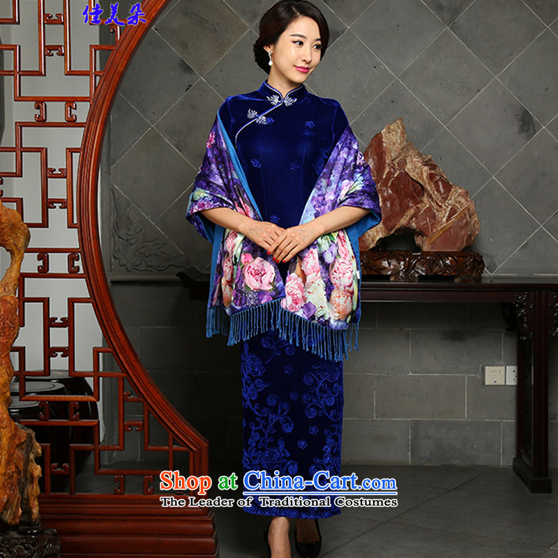 Jia Mei GOLDEN PLUSH cheongsam dress 2015 Fall/Winter Collections New Stylish retro improved long Ms. Mama Load Sau San & Kempe 5511 XL, good wine red flower (JIA MEI DUO) , , , shopping on the Internet