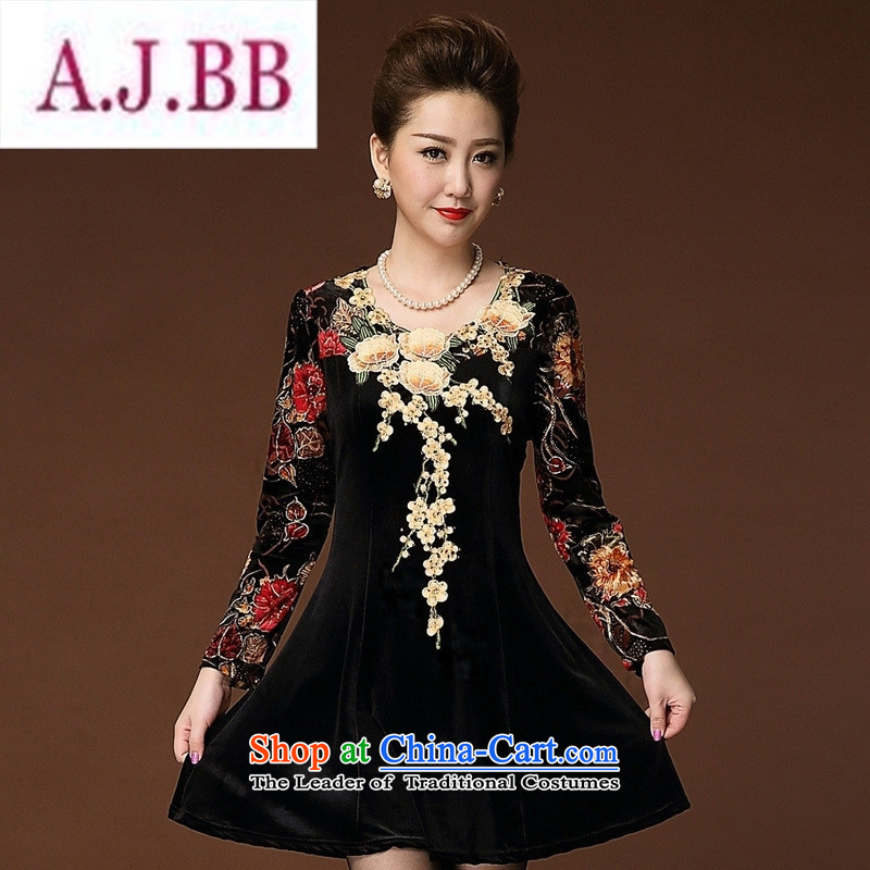 Ms Rebecca Pun stylish shops fall inside the skirt 2015 new and old age are large middle-aged moms replace Kim velvet safflower XL,A.J.BB,,, shopping on the Internet