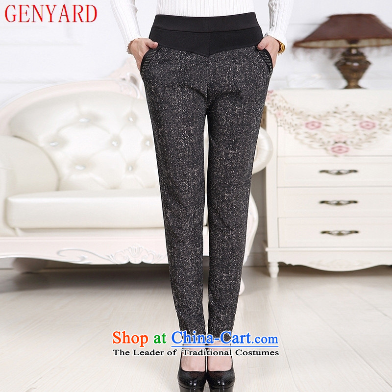 Genyard autumn and winter new elderly female trousers with elastic elderly mother waist add warm thick wool pant snowflake coffee 3XL,GENYARD,,, shopping on the Internet