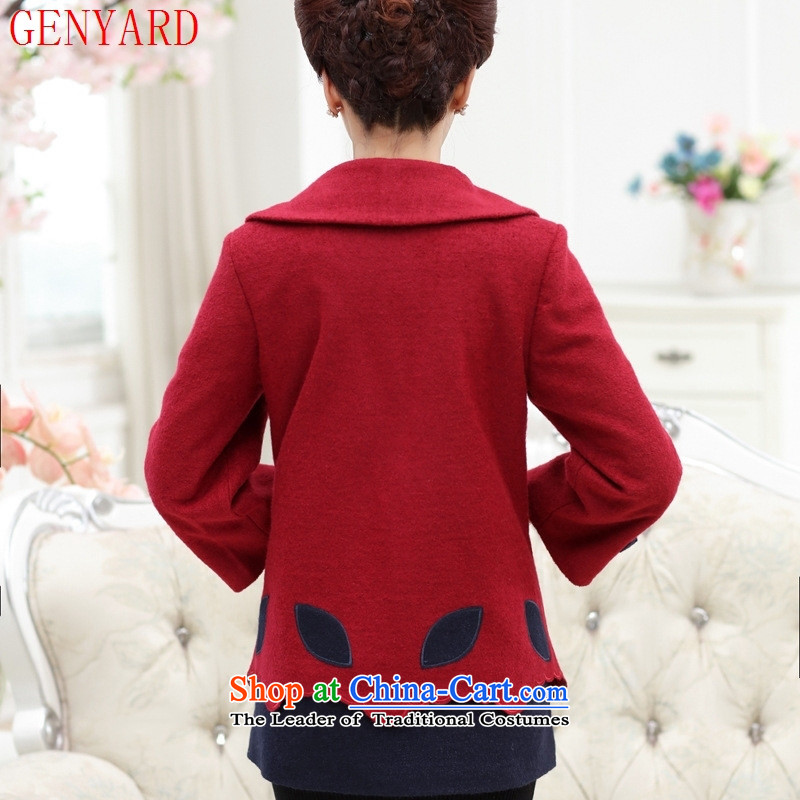 The autumn and winter GENYARD2015 new) Older women's large and stylish with middle-aged mother lapel wool coat Qiu Xiang Huang? 4XL,GENYARD,,, shopping on the Internet