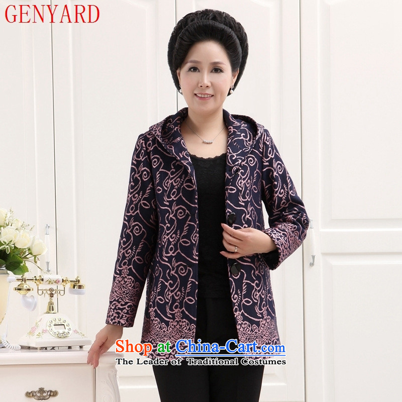 Genyard2014 New Fall/Winter Collections of older women's jacket stylish large load mother is a windbreaker XL,GENYARD,,, Purple Shopping on the Internet