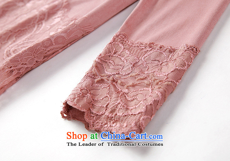 Memnarch 琊 Connie shops fall 2015 for women in Europe score of 9 round-neck collar stylish cuff solid color cotton Rome stitching lace under the T-shirt pink XL Photo, prices, brand platters! The elections are supplied in the national character of distribution, so action, buy now enjoy more preferential! As soon as possible.