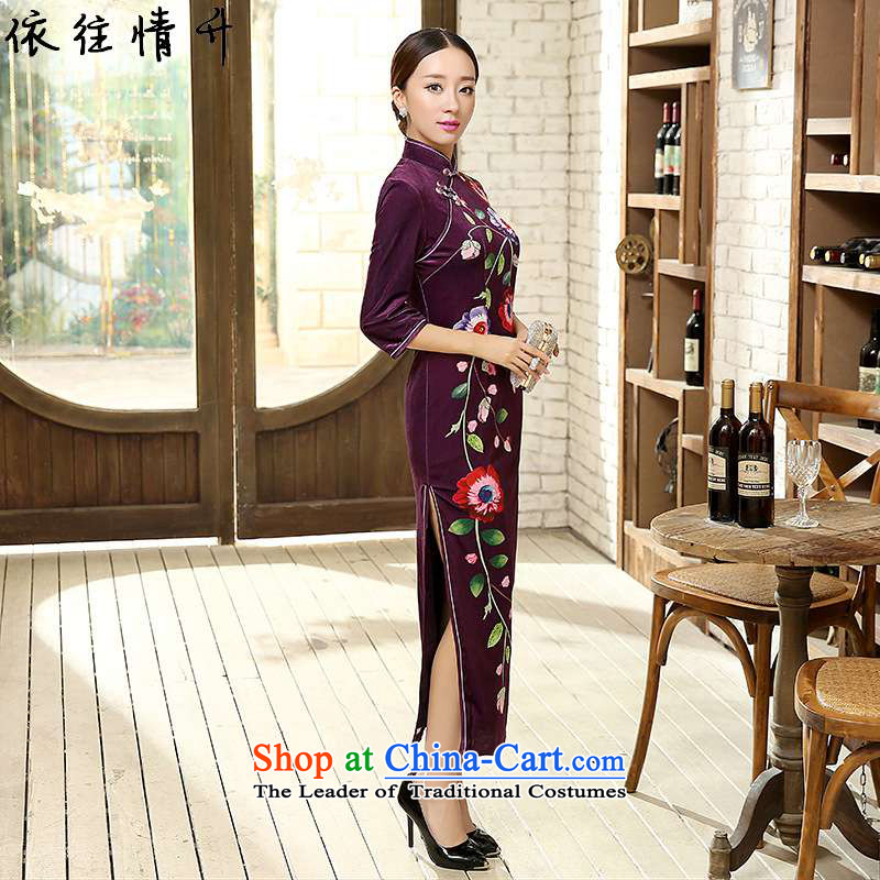In accordance with the new l love a woman is pressed a mock-neck disc detained Sau San Positioning Classical Painting stretch of 7 cuff qipao /T0010# ancient scouring pads as shown in love L XL, , , , shopping on the Internet