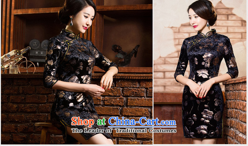 The Dream of the 2015 retro 歆 scouring pads in the autumn of qipao older mother load improved cheongsam dress gold stamp cheongsam dress QD302 black L picture, prices, brand platters! The elections are supplied in the national character of distribution, so action, buy now enjoy more preferential! As soon as possible.