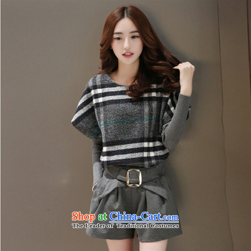 Hong new Korean apples *2015 Edition Fall/Winter Collections latticed streaks female 3-piece set long-sleeved shirt? a gross Jacket Color Picture XL,A.J.BB,,, shorts shopping on the Internet