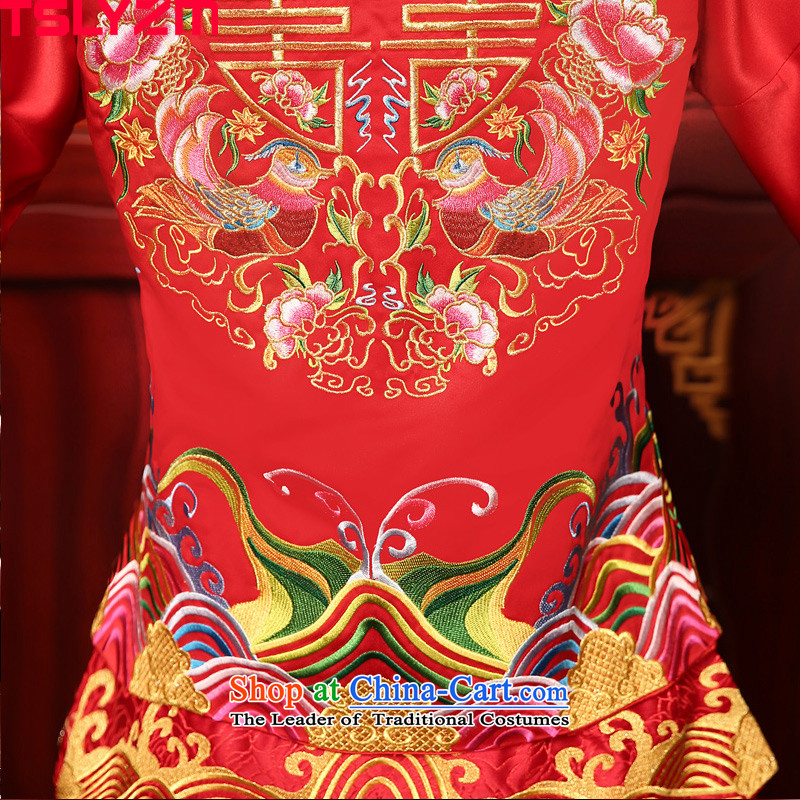 The bride-soo Wo Service tslyzm longfeng use marriage Chinese wedding dresses 2015 autumn and winter new embroidery long skirt use red s,tslyzm,,, shopping on the Internet