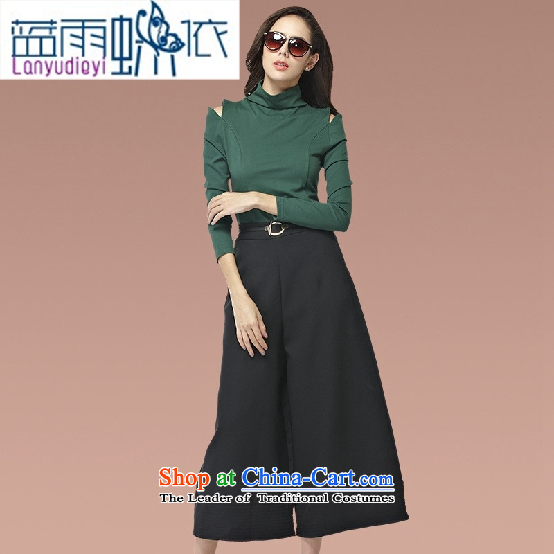 September Girl Store * long-sleeved T-shirt, forming a solid color shirt Sau San high collar Sau San wild T-shirt bare shoulders Sleek and Sexy female black, blue will rain butterfly according to , , , shopping on the Internet