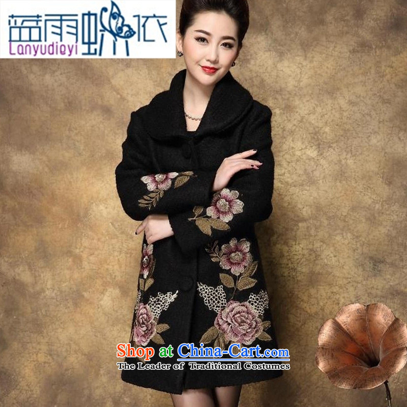 September female boutiques in older MOM pack * temperament upscale Cashmere wool coat in the medium to long term, so larger thick coat female black XL, blue rain butterfly according to , , , shopping on the Internet