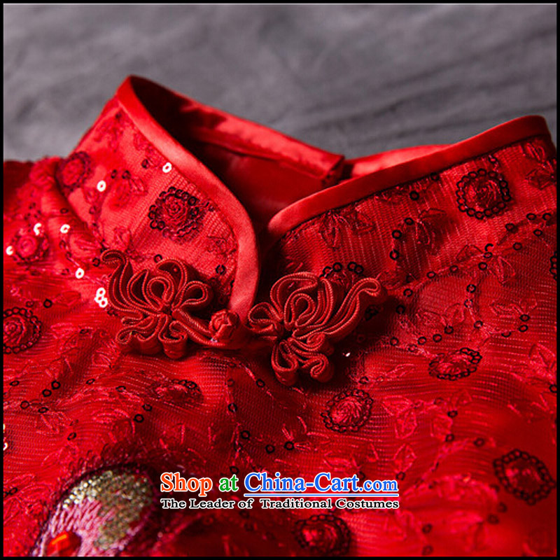 Stylish improved winter clothing bride red retro bows Chinese cheongsam dress long marriage long-sleeved gown RED M, Sau San pure love bamboo yarn , , , shopping on the Internet