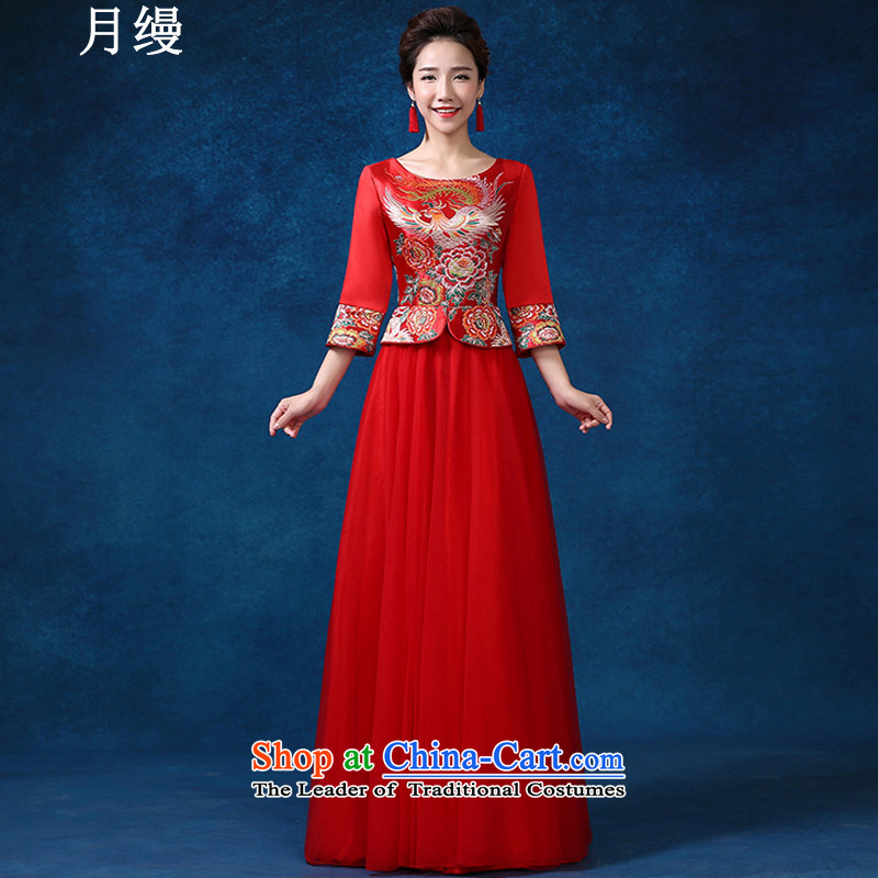 Sau Wo service on risk to the dragon use hi-Chinese qipao gown marriage bows dress retro wedding costume wedding dresses and Phoenix use long-sleeved red velvet XL, on risk has been pressed shopping on the Internet