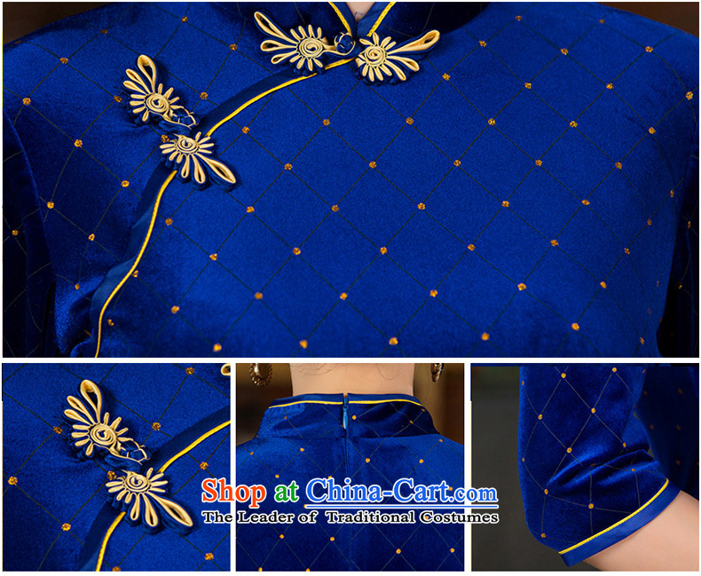 The night of ballet 2015 velour 歆 qipao fall inside the new stylish retro 7 cuff qipao Ms. dresses improved cheongsam dress M9539 BLUE XXL picture, prices, brand platters! The elections are supplied in the national character of distribution, so action, buy now enjoy more preferential! As soon as possible.