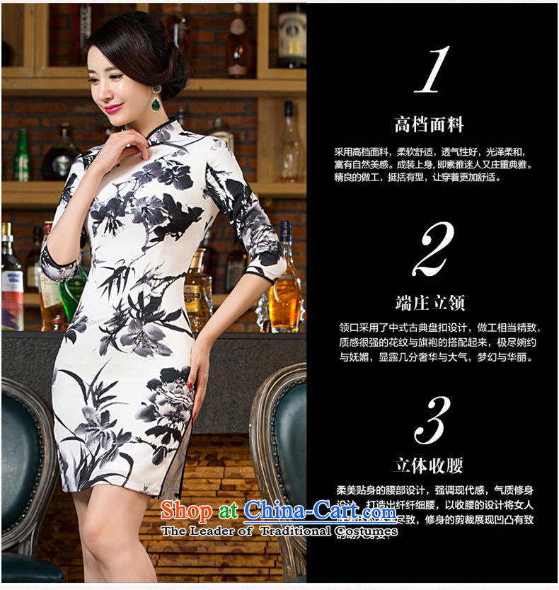 The gel bamboo 2015 retro 歆 ink painting qipao autumn new stylish 7 Ms. cuff improved cheongsam dress cheongsam dress M11041 picture color S picture, prices, brand platters! The elections are supplied in the national character of distribution, so action, buy now enjoy more preferential! As soon as possible.