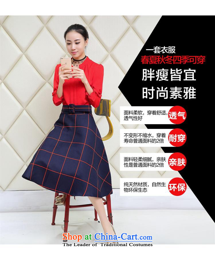 Connie shop autumn 琊 Memnarch load new Korean female red shirt + Long latticed two kits dresses red L picture, prices, brand platters! The elections are supplied in the national character of distribution, so action, buy now enjoy more preferential! As soon as possible.