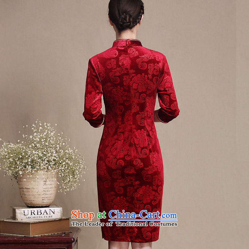 Mr Yuen Wah 2015 Kim Chong of mother boxed qipao autumn scouring pads installed in temperament and Stylish retro older cheongsam dress new improved cheongsam dress 3197 Red XXXL, Yuan (YUAN SU) , , , shopping on the Internet