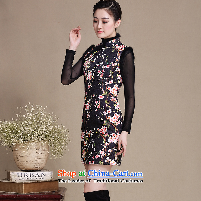 The Windsor 椛 Mei Yee-thick cotton qipao autumn and winter folder sleeveless short of the amount for the cheongsam dress cheongsam dress Y5138 Ms. sepia pictures of cross-sa-XL, , , , shopping on the Internet